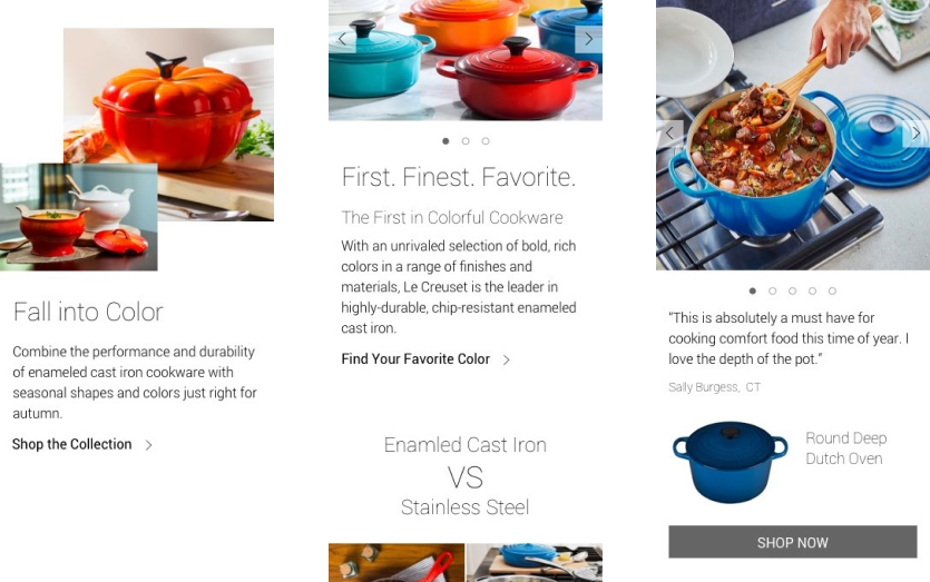 Le Creuset recipes and product education modules