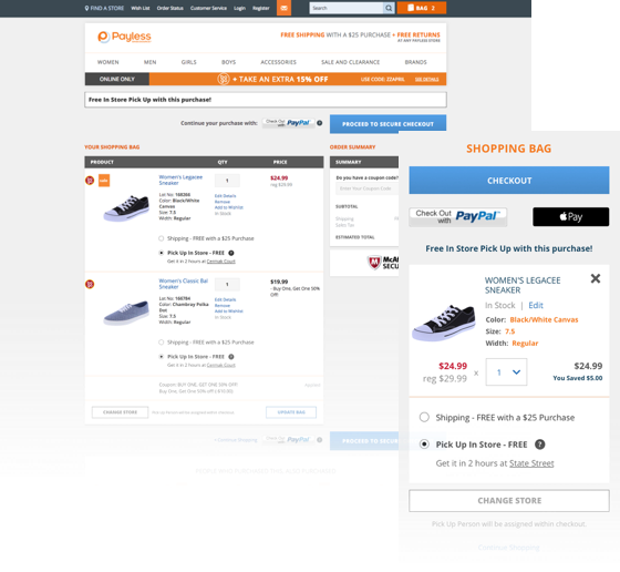 Payless cart recovery states